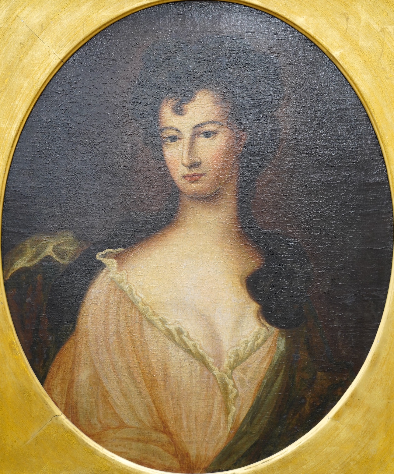 18th century English School, oil on canvas, Portrait of a lady, 75 x 60cm, gilt framed